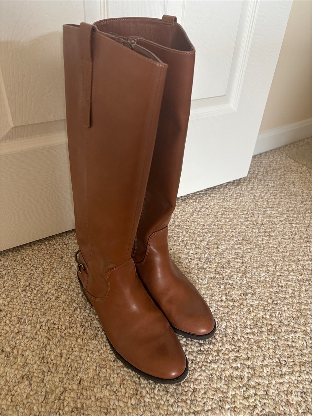 Sam & Libby Tall Leather Riding Boots in Cognac